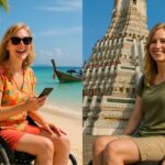 Disabled traveler in a wheelchair in Southeast Asia