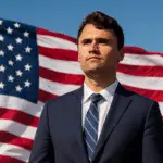 Charlie Kirk Infront of American flag