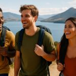 a bunch of neurodivergent friends travelling and smiling