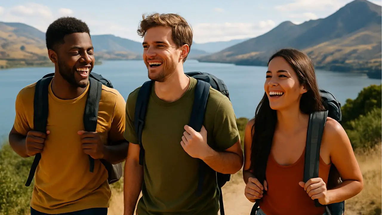 a bunch of neurodivergent friends travelling and smiling